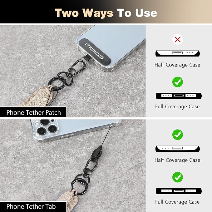 MoKo Universal Phone Lanyard, Nylon Adjustable Cell Phone Crossbody Strap Detachable Women & Men Cellphone Lanyards Around the Neck with Patches for iPhone, Most Smartphones, Light Khaki - Image 4