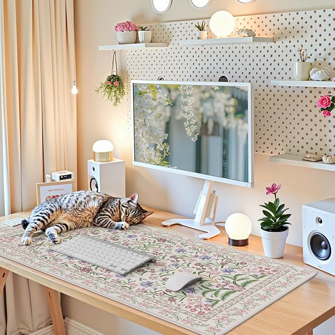iCasso Desk Mat for Keyboard and Mouse, Large Mouse Pad,35.4x15.7in,Purple | Desk Pad for Women Home Office Decor Supplies, Desk Accessories, Non-Slip Mousepad with Stitched Edge, Smooth Water-Resistant - Image 6