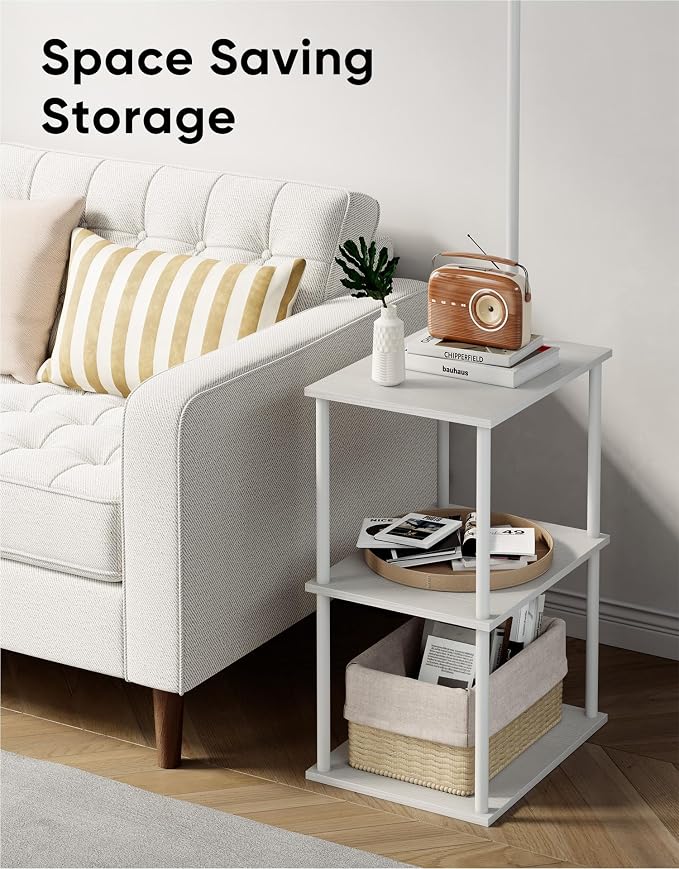 PARTPHONER Floor Lamp with Table, Night Stand with Lamp, Narrow Side Table with 3CCT LED Bulb, Small Coffee Table, Modern End Table with Storage Shelves for Living Room Bedroom Home Décor, White - Image 6
