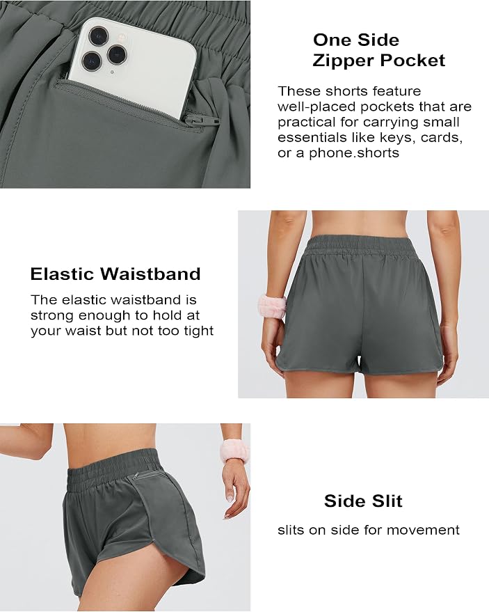 Blooming Jelly Women's Quick-Dry Running Shorts Workout Sport Layer Active Shorts with Pockets 1.75" - Image 5