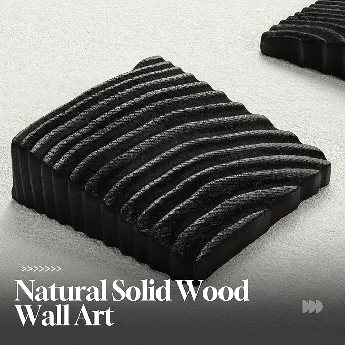 Cuspin Large 3D Wood Wall Art for Living Room, Minimalist Black and White Geometric Wall Decor, Modern Textured Wooden Blocks Artwork for Bedroom Dining Room Office Hallway - Image 2