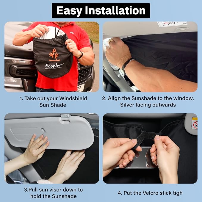 EcoNour Windshield Sunshade for Chevrolet Colorado 2024 2025 2026, Sun Visor for Front Windshield & Window Sun Shade Cover, UV Heat Blocker & Protector, Car Accessories - Image 5