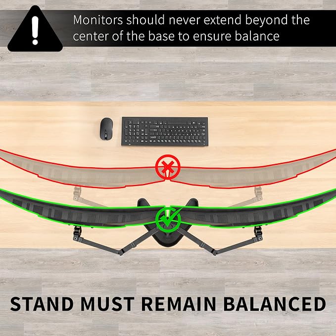 VIVO Dual LED LCD Monitor Mount, Free-Standing Desk Stand for 2 Screens up to 32 Inch, Heavy-Duty Fully Adjustable Arms with Max VESA 100x100mm, Black, STAND-V032F - Image 3