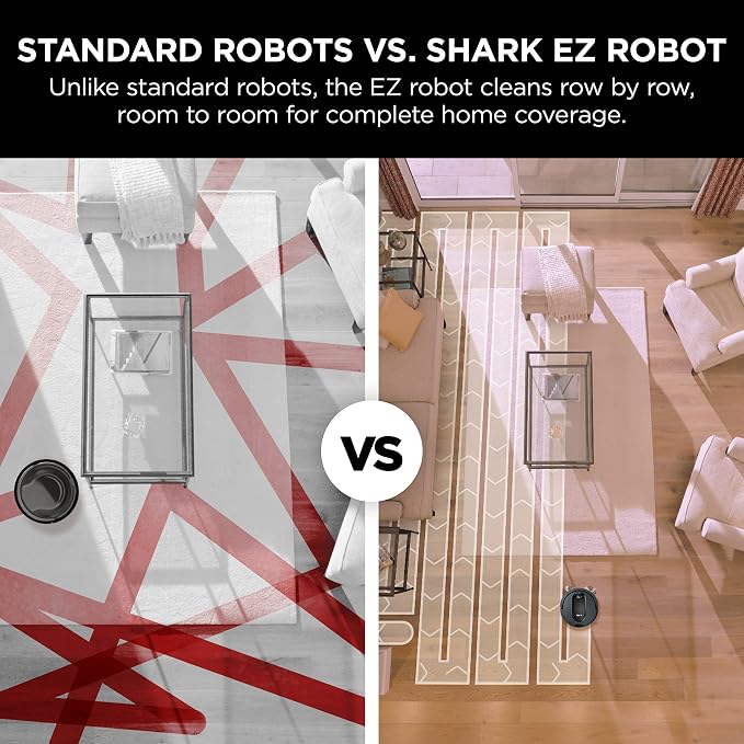 Shark EZ Robot Vacuum, Self-Empty Base, Dark Gray,RV912S | 30-Day Bagless Self-Empty Base, Row-by-Row Cleaning, Multi-Surface Brushroll, Recharge & Resume, Wi-Fi, Works with Alexa - Image 3
