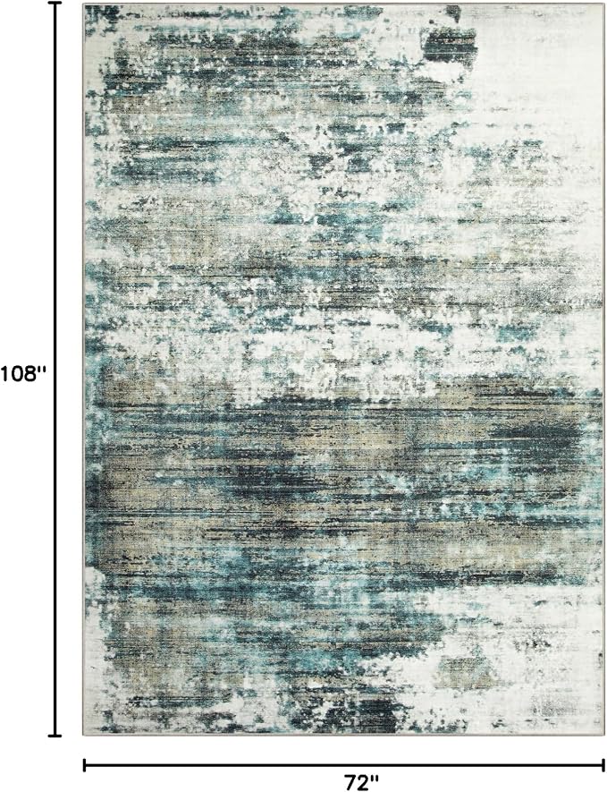 6x9 Area Rugs Washable Rug: Large Modern Abstract Living Room Rug Soft Anti-Skid Thin Carpet Indoor Floor Non-Shedding Carpets for Bedroom Dining Room Farmhouse Nursery Home Office Green Multi - Image 2
