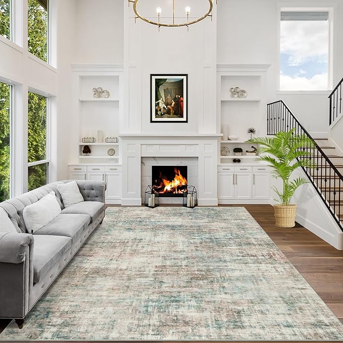 5x7 Area Rugs Washable Rug: Modern Abstract Living Room Rug Soft Anti-Skid Thin Carpet Indoor Floor Non-Shedding Carpets for Bedroom Dining Room Farmhouse Nursery Home Office - Multi Color by GENTDRIZZ