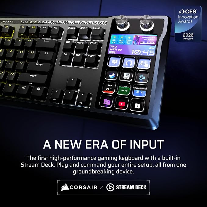Corsair Galleon 100 SD RGB Mechanical Wired Gaming Keyboard – QWERTY US, Stream Deck-Integrated, Pre-Lubed MLX Pulse Thocky Hotswappable PBT Double-Shot Switches, FlashTap SOCD, 8,000Hz – Black - Image 2
