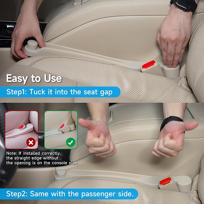 Givifive Car Seat Gap Filler Set of 2, 3IN1 Seat Side Gap Filler Plug with Storage Slot & Hook Function, Soft Foam Universal Fit Car SUV Truck Fill Gap Between Seats Console Organizer（Narrow Ivory） - Image 9