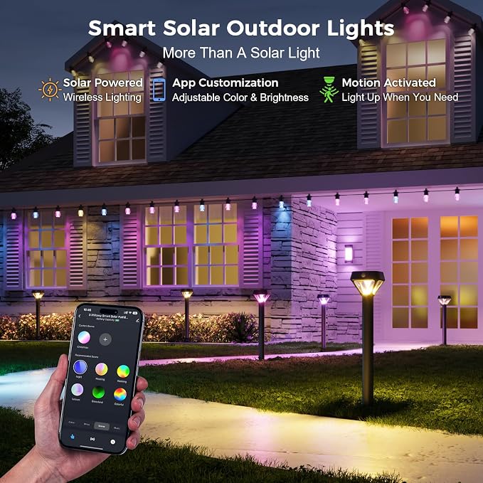 XMCOSY+ Smart Solar Pathway Lights, Motion Sensor Outdoor Light, 6 Pack | Smart Gateway Included, App & Voice Control Landscape Lights Solar Powered, RGBCW DIY Light, Auto Schedules, IP65 Waterproof - Image 3
