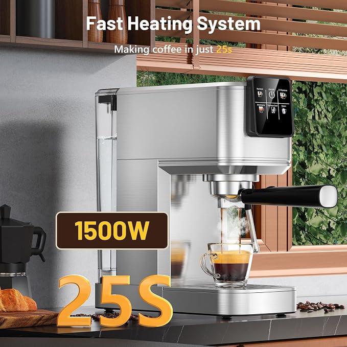 KEENSTAR Espresso Machine 20 Bar with Touch Screen, Hot & Iced Coffee Makers, Stainless Steel Espresso Maker with Rapid Cold Brew & Milk Frother, with Water Tank for Latte, Cappuccino, Gift - Image 2