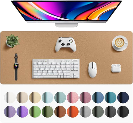 Aothia Faux Leather Desk Mat for Keyboard & Mouse (Khaki, 42" x 17") | Creates One Clean Surface For Your Keyboard, Mouse And Laptop, Helping Keep Your Workspace Organized Every Day by AothiaSimpleNaturalUnique