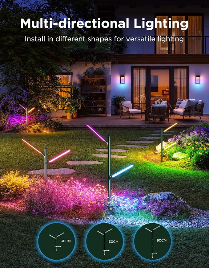 Govee Outdoor Garden Lights, 2 Pack, RGBWWIC, IP66 Waterproof | 16 Million Colors, 64 Scenes for Outdoor Decor, Patio, Landscape Lighting, Compatible with Alexa, Google Assistant, Matter - Image 6