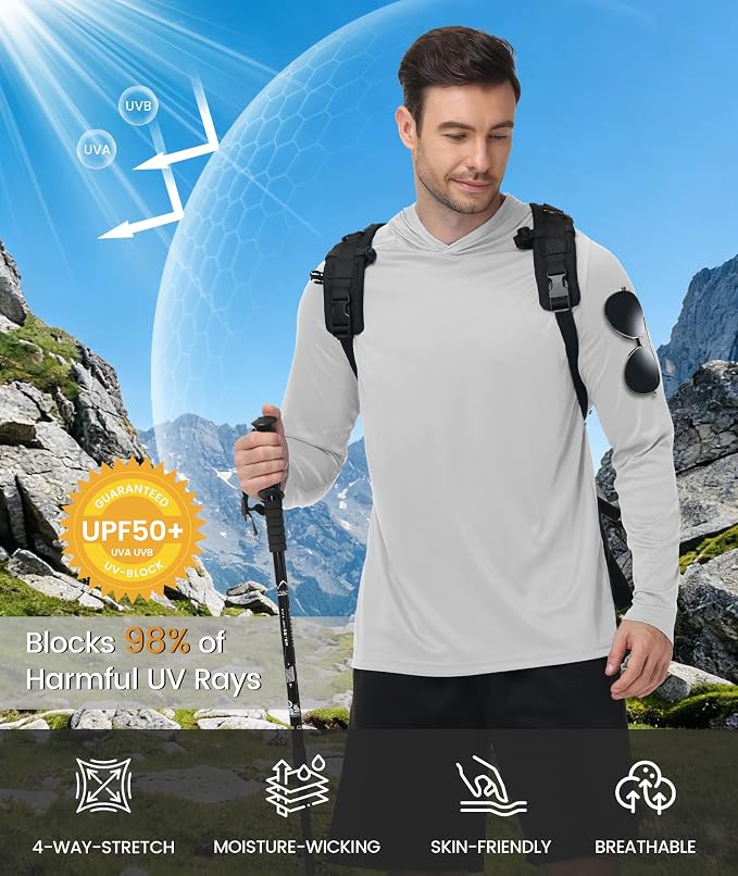 ZITY Men's Sun Protection Shirts Long Sleeve Rash Guard Hoodie UV UPF 50+ Fishing Running Athletic Sweatshirts - Image 2