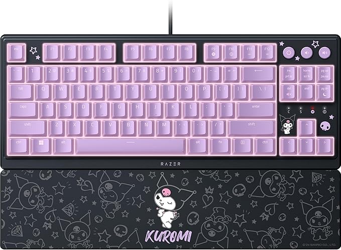 Razer Ornata V3 TKL Gaming Keyboard, Low-Profile Keys, Kuromi Edition | Mecha-Membrane Switches, UV-Coated Keycaps, Backlit Media Keys, 8-Zone RGB Lighting, Magnetic Wrist Wrest by Unknown