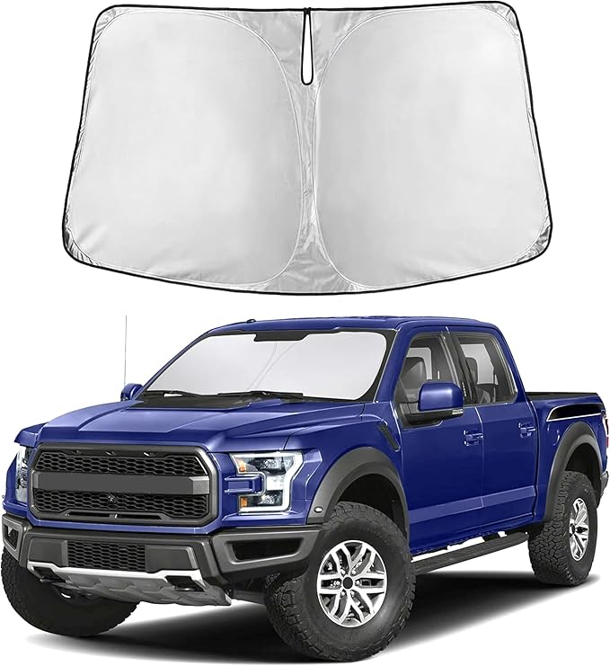 EcoNour Ford F150 Windshield Sun Shade 2021-2024 2025 2026 Custom Fit Sunshade for Lariat, King Ranch, Platinum, XL, XLT, Limited, Raptor Front Windshield Sunshade, Car Accessories by EcoNour