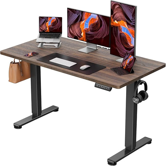 ErGear Height Adjustable Electric Standing Desk, 48 x 24 Inches Sit Stand up Desk, Memory Computer Home Office Desk, Dark Walnut by ErGear