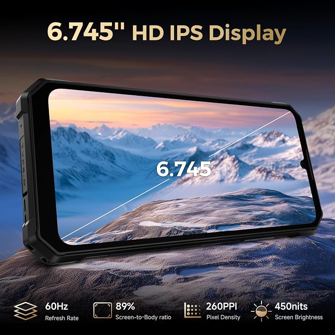F0SSiBOT F109S Unlocked Rugged Phone, 10600mAh Battery 24GB RAM 256GB ROM (2TB Exp.), 6.74" FHD+ & 1.32" Dual Screen Android 15 Smartphone, 50MP AI Camera, IP68 Military Cell Phone-T-Mobile - Image 8