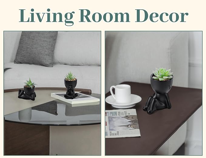 Der Rose 3pcs Fake Succulents Plants Artificial for Black Bathroom Bedroom Home Living Room Halloween Decor Aesthetic Indoor - Image 5