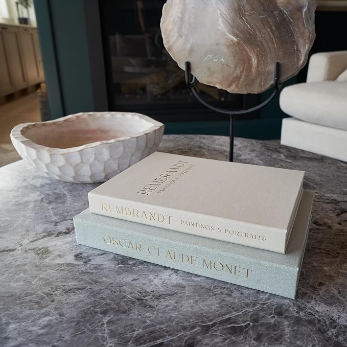 ZICOTO Set of 2 Beautiful Decorative Linen Books - Aesthetic Faux/Fake Books for Modern Home Decoration on Coffee Table, Bookshelf or Mantel - Stylish Keepsake Box and Photo Storage Solution - Image 5