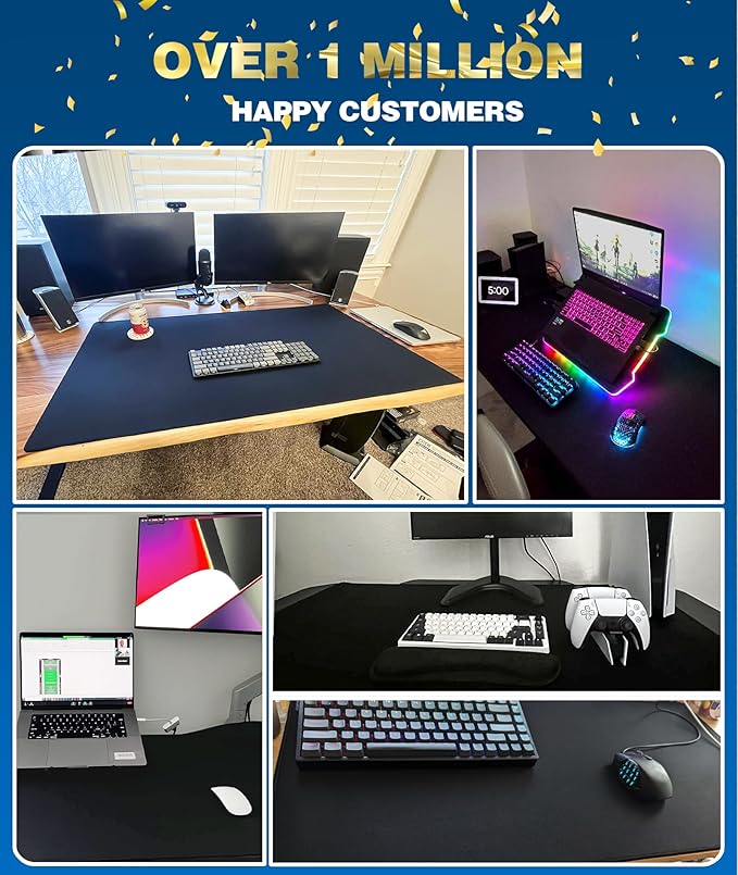 KTRIO Oversized Gaming Mouse Pad Desk Mat for Gamer, 47.3" x 23.6", Black | Full Desk Coverage, Superior Micro-Weave Cloth, Non-Slip Rubber Base, Durable Stitched Edges, Water-Resistant Coating - Image 6
