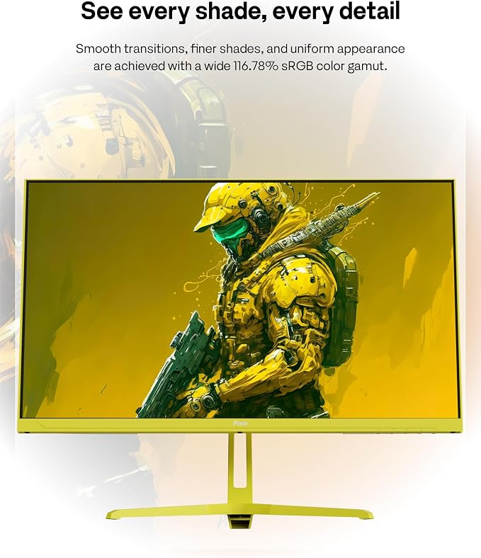 Pixio PX249 Wave Yellow 24 inch 240Hz Refresh Rate FHD 1080p Resolution Fast IPS Panel 1ms GTG Response Time Built-in Speakers Gaming Monitor with Adaptive Sync - Image 6