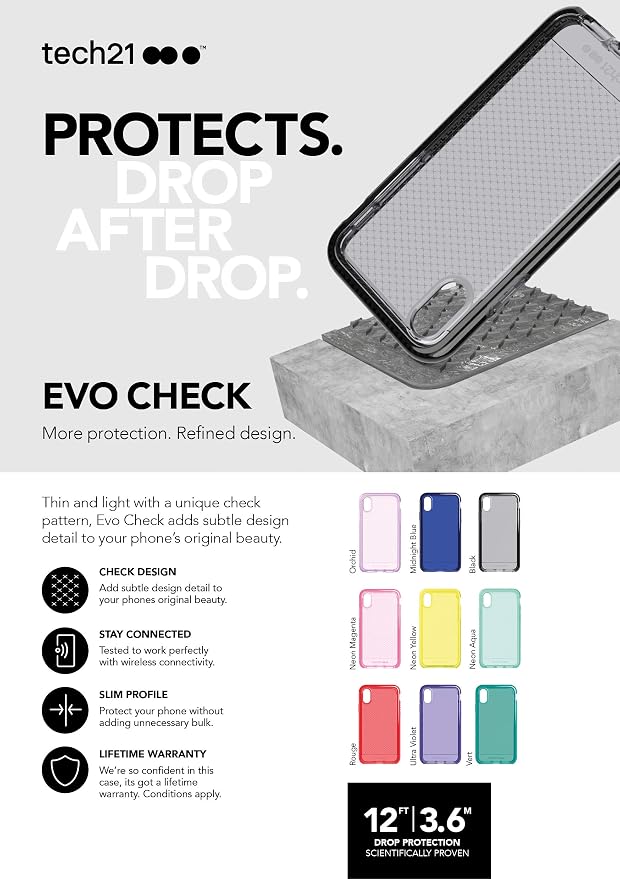 Tech21 Evo Check iPhone Case Cover for Apple iPhone Xs Max - Neon Aqua - Image 10
