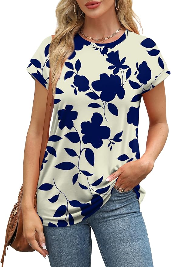 Alaroo Womens Summer Tops Short Sleeve Shirts Crew Neck Tshirt Cute Trendy Tunic Blouses (S-3XL) - Image 2