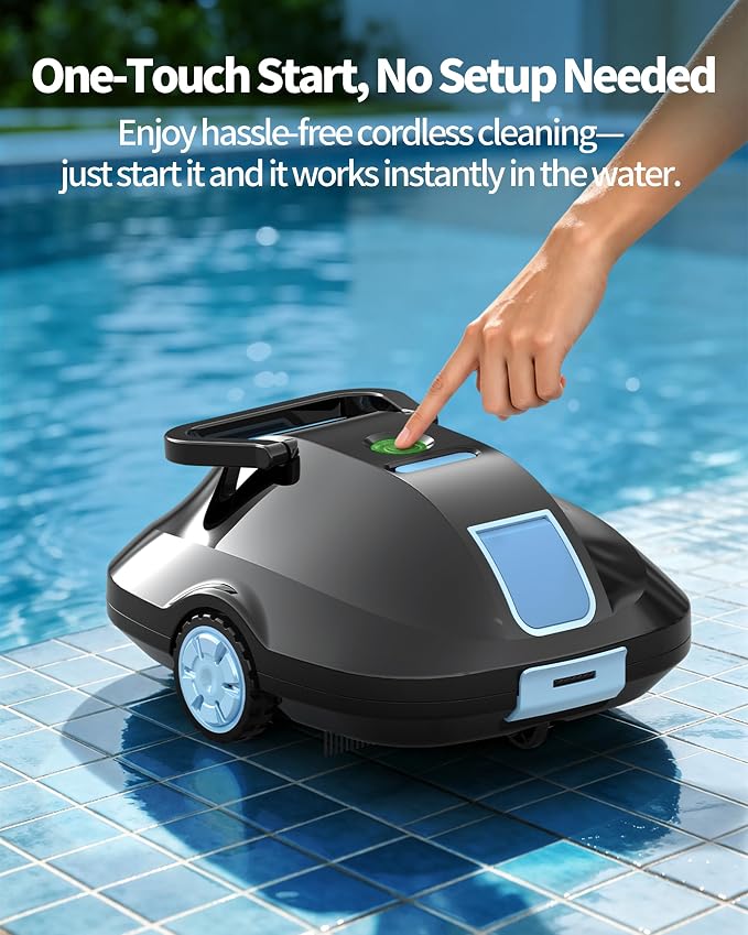 2026 Upgrade Robotic Pool Cleaner -Up to 250-Min Cordless Automatic Pool Vacuum Robot for Above Ground & Inground Pools -Powerful Suction Self-Parking for Swimming Pool up to2200 Sq. Ft Black - Image 4