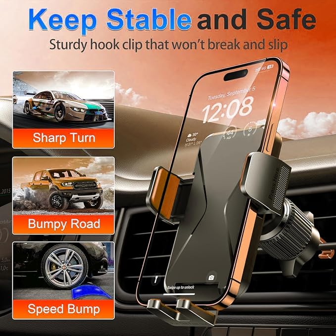 Qifutan Cell Phone Holder [Never Fall Upgrade Clip] Phone Holder Car Automobile Air Vent Hands Free for Car Fit Car Phone Holder Mount for All for iPhone Android Smartphone - Image 4
