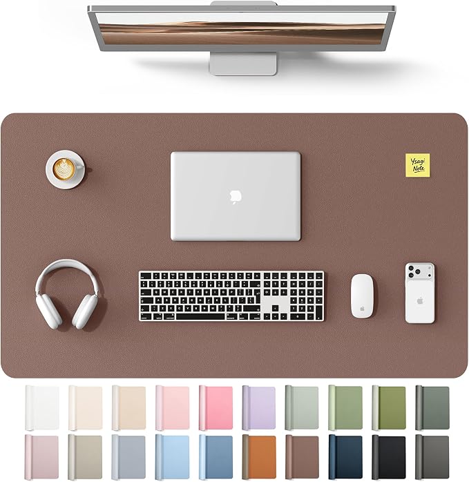 YSAGi Leather Desk Protector, Office Mat, Large Mouse Mat, Non-Slip PU Leather Blotter, Laptop Desk Mat, Waterproof Writing Pad for Office and Home(Chocolate, 40" x 24") by YSAGi