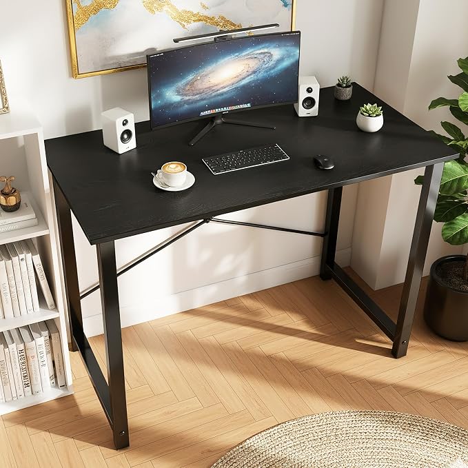 OLIXIS 47 Inch Computer Office Desk for Small Spaces, Writing Gaming Work Desk Modern Study Table with Storage Bag & Headphone Hook Home Bedroom, Black | Computer Writing Workstation, Strong Metal Frame, Small Spaces Home Bedroom Dorm, Black - Image 5