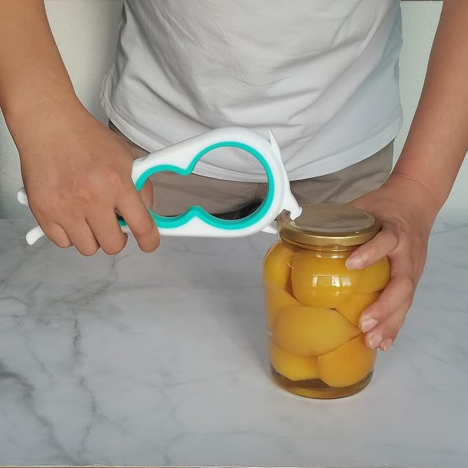 Otstar Jar Opener Bottle Opener and Can Opener for Weak hands, Seniors with Arthritis and Anyone with Low Strength, Mutil Jar Opener Get Lids Off Easily (White and Cyan) | Adjustable Lid Opener Effortlessly Opens Jars, Bottles & Pop-Top Cans, Great for... - Image 3