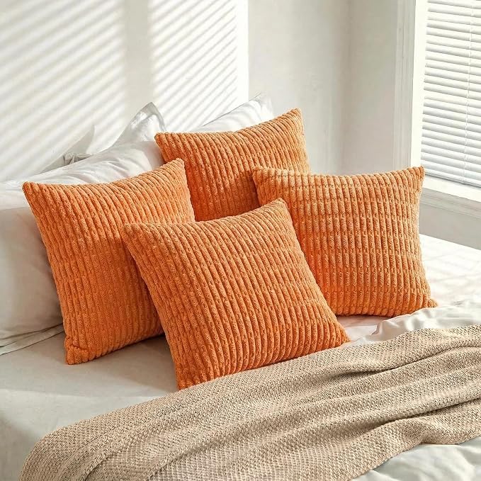 Fancy Homi 4 Packs Decorative Throw Pillow Covers for Living Room Couch Bed, Modern Farmhouse Boho Home Décor Accent Cushion Case, 20" x 20", Orange - Image 5