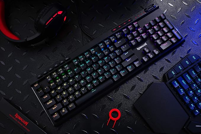 Redragon K580 Wired RGB Mechanical Gaming Keyboard, Macro Key & Media Wheel | 5 On-Board Keybinding Buttons for MMO MOBA Games, Dedicated Media Controls, Classic Tactile Blue Switch for Hype Typing Feel - Image 9