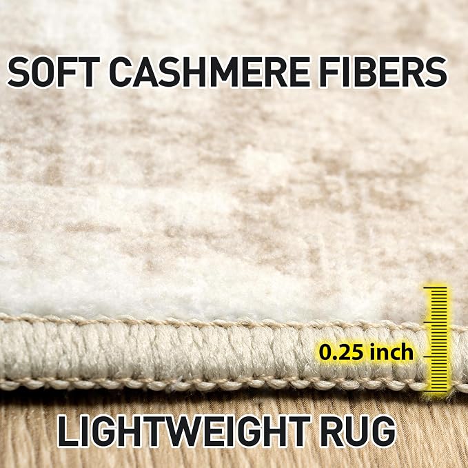 8x10 Area Rugs Washable Rug: Modern Abstract Living Room Rug Soft Anti-Skid Thin Carpet Indoor Floor Non-Shedding Carpets for Bedroom Dining Room Farmhouse Nursery Home Office Beige Grey - Image 7