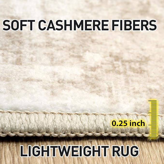 6x9 Area Rugs Washable Rug: Large Modern Abstract Living Room Rug Soft Anti-Skid Thin Carpet Indoor Floor Non-Shedding Carpets for Bedroom Dining Room Farmhouse Nursery Home Office Beige Grey - Image 6