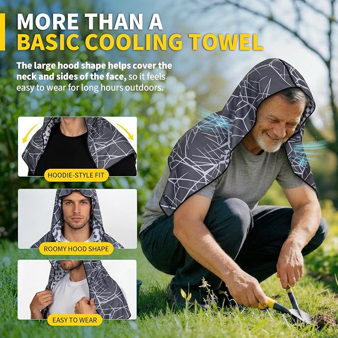 CAMBIVO Cooling Hoodie Towel for Men and Women, Lightweight Breathable Sun Protection Cover for Head, Neck, Ears, Face, Cooling Clothing for Extreme Heat, Sports Outdoors, Travel - Image 2
