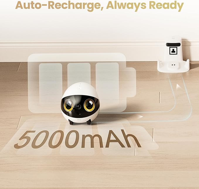 Enabot EBO Air 2S Mobile Robot Camera: 2.5K FamilyBot with Two-Way Video | Whole-Home Mobility, Custom Facial Image, Auto-Recharge, Night Vision, Long Distance Gift for Family/Pets - Image 6