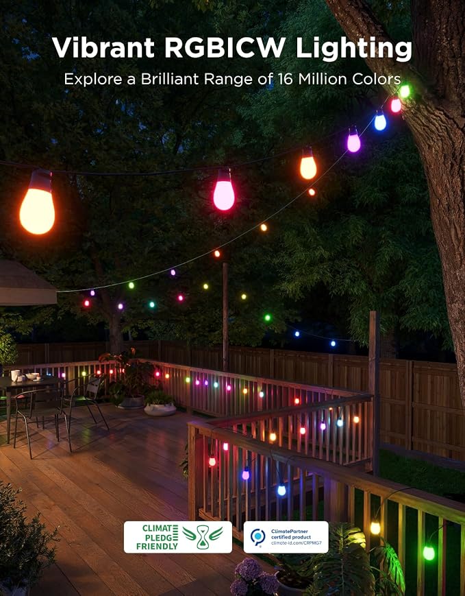 Govee S14 Bulb Outdoor String Lights 2, 144ft RGBICWW, 45 LED Bulbs, IP66 | Patio Lights with 111 Scene Modes for Patio, Backyard, Garden, Compatible with Alexa, Google, Matter, APP Control - Image 2