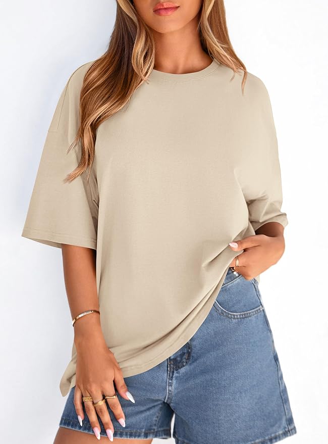 PRETTYGARDEN Womens 2026 Spring Going Out Tops Casual Short Sleeve Crewneck Loose Fit Basic Oversized T Shirts Summer Outfits - Image 4