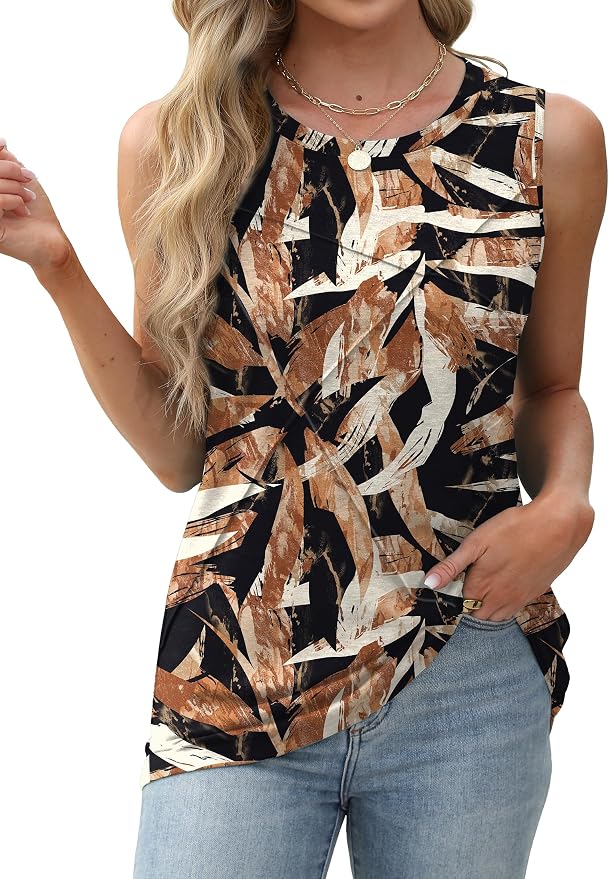WIHOLL Women's Sleeveless Summer Crewneck Loose Fit Tank Tops - Image 3