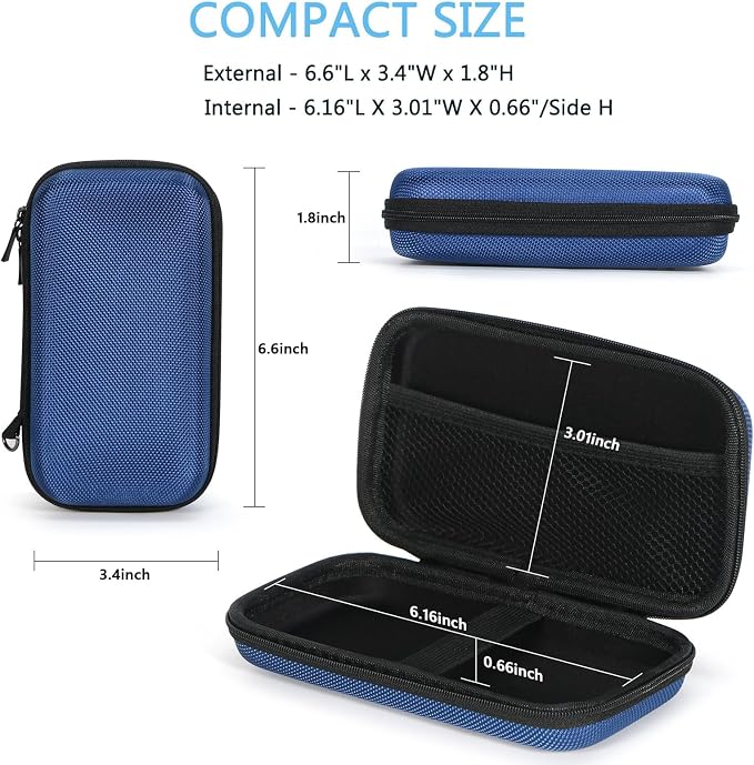 Portable Protection Hard EVA Case for External Battery, Cell Phone, GPS, Hard Drive, USB/Charging Cable, Small Carrying Bag Mesh Inner Pocket, Zipper Enclosure, Universal Travel Pouch Bag - Image 2