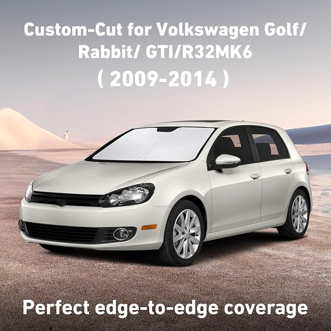 EcoNour Windshield Sunshade Compatible for Volkswagen VW Golf/Rabbit/GTI / R32 MK6 2009-2012 2013 2014, Sun Visor for Front Windshield & Window Sun Shade Cover, UV Heat Protector, Car Accessories - Image 2