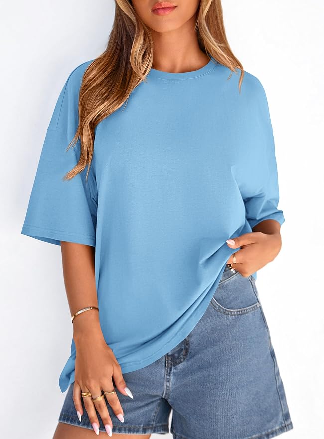 PRETTYGARDEN Womens 2026 Spring Going Out Tops Casual Short Sleeve Crewneck Loose Fit Basic Oversized T Shirts Summer Outfits - Image 4