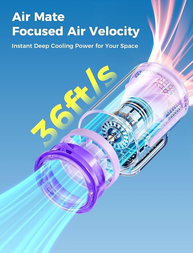 Aecooly Powerful USB C Phone Fan with Flexible Rod, 17000 RPM High Speed, Compatible with iPhone, iPad, Tablet, 4 Speed Mini Portable Phone Fan Attachment for Summer, Travel, Gifts for Women-Purple - Image 3