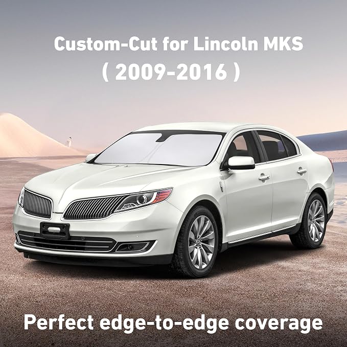 EcoNour Windshield Sunshade Compatible for Lincoln MKS 2009-2014 2015 2016, Sun Visor for Front Windshield & Window Sun Shade Cover, UV Heat Blocker & Protector, Car Accessories - Image 2