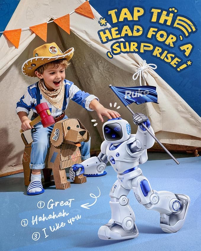 Ruko 1088 Smart Robot Toy for Kids, Large Programmable Interactive Gift | Support Remote Control & App Control & Voice Command, Birthday Gift for Boys & Girls Ages 4 5 6 7 8 9, Blue - Image 8