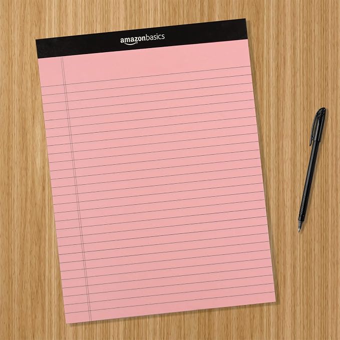 Amazon Basics Wide Ruled Lined Writing Note Pads with Sturdy Back, 8.5" x 11.75", Multicolor, 6-Pack, 300 Sheets, Perforated - Image 5