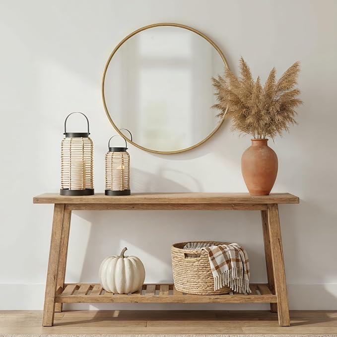 Natural Rattan Boho Lanterns - Handcrafted Chic Decor to Enhance Your Home - Modern Farmhouse Beauty Perfect for Any Living Room, Patio & Porch, Indoor and Outdoor Coffee Table or Kitchen Dining Table - Image 8