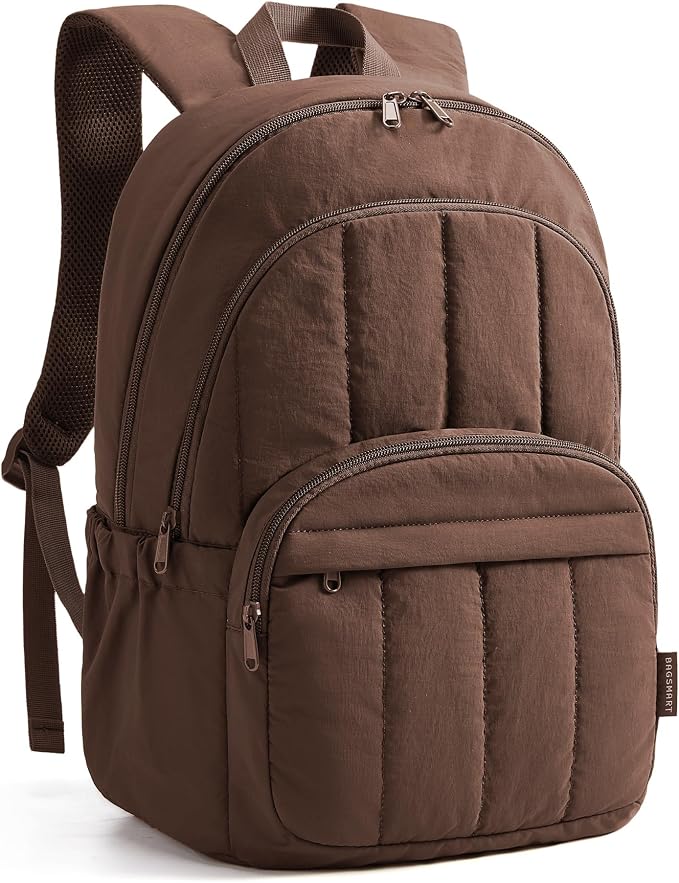BAGSMART College Laptop Backpack,Cute Travel Backpack for Women,Quilted Computer Bookbag by BAGSMART